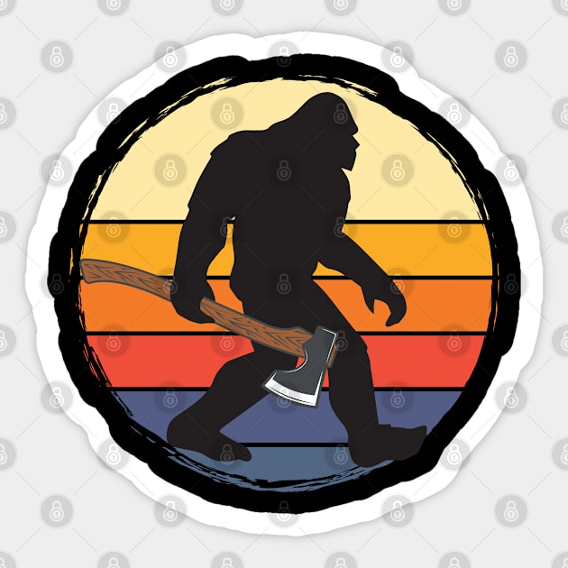 Bigfoot - Bigfoot Axe Sticker by Kudostees